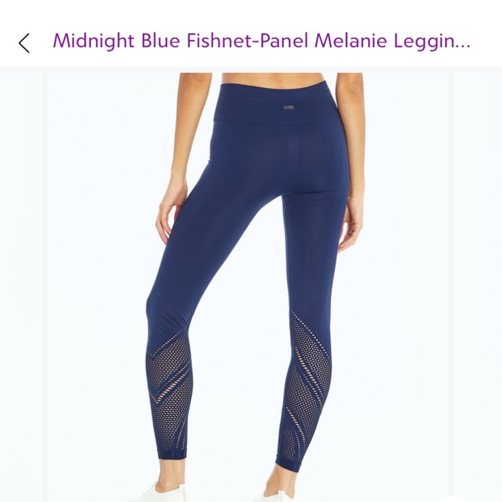 Midnight blue fishnet panel leggings